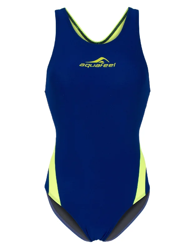 Sporty Racerback Swimsuit - Navy/Neon Green