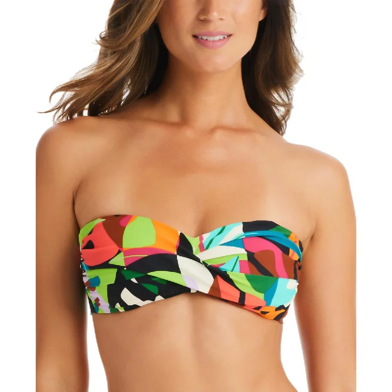 Bar III Womens Tropical Dreams Printed Bandeau Bikini Swim top