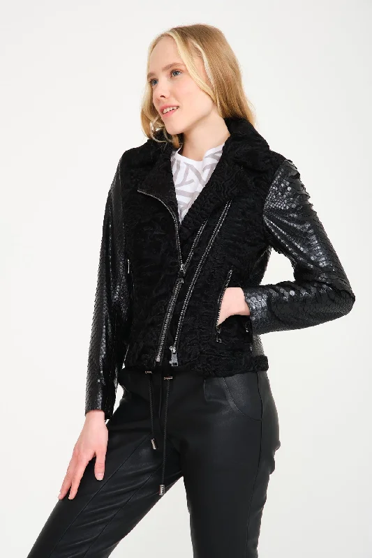 Black Swakara / Python Leather Jacket