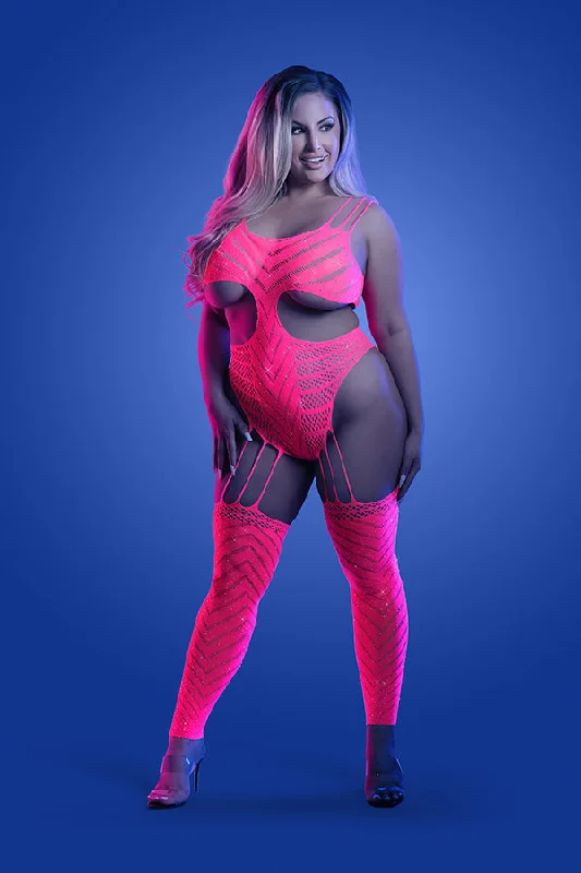 Bottle Service Babe- Curvy Size Glowlight Bodystocking