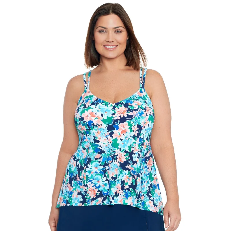 Women's Tankini Swimsuit Top with Bra Back - Flower Days