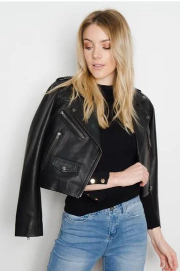 Brooke Crop Leather Jacket for Gorgeous Women