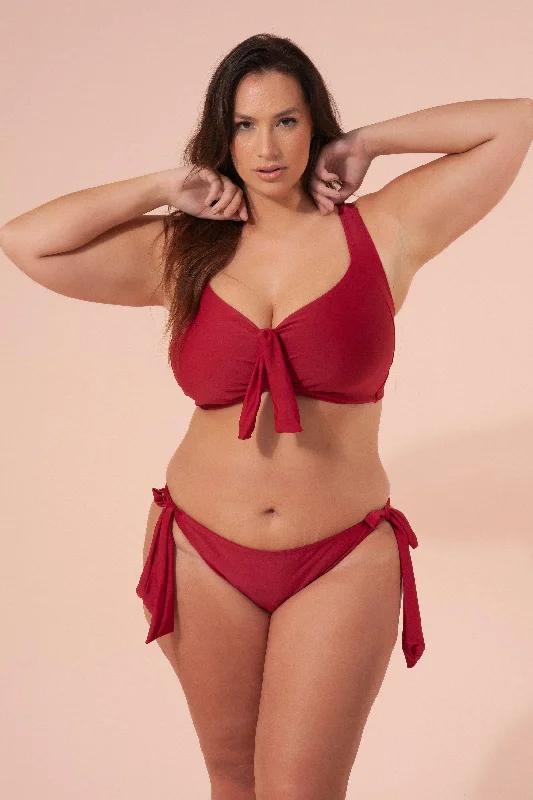 PLUS SIZE PANTY WITH SIDE TIES IN DIVINE SHIMMERING RED