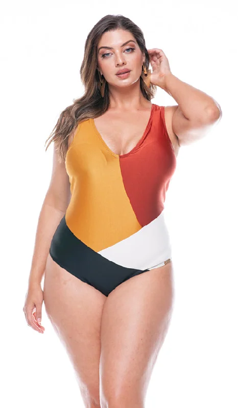 CHROMA ELEGANCE COLOR-BLOCK SWIMSUIT