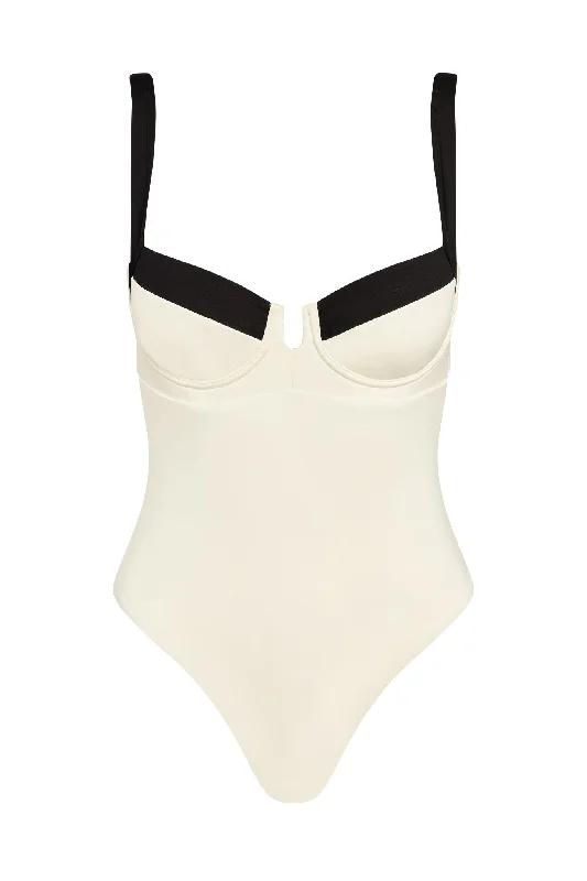 Clovelly One Piece - Ivory/Black