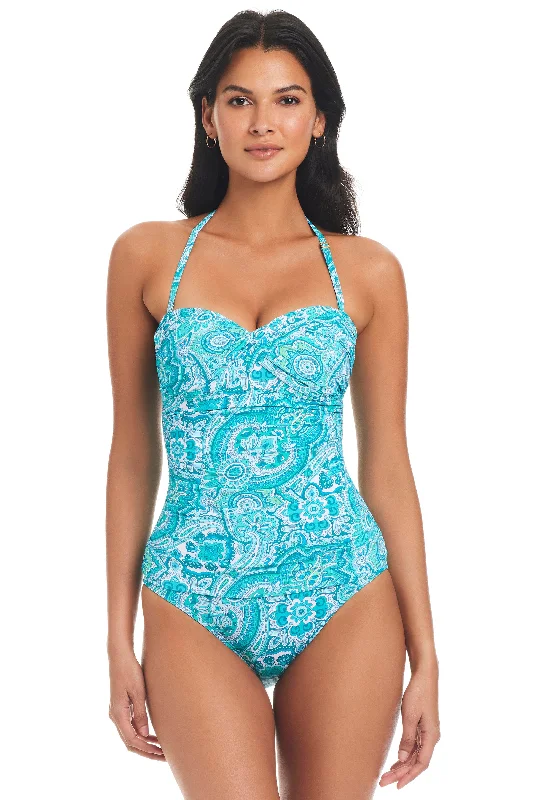 Coastal Cool Twisted Bandeau One-Piece Swimsuit