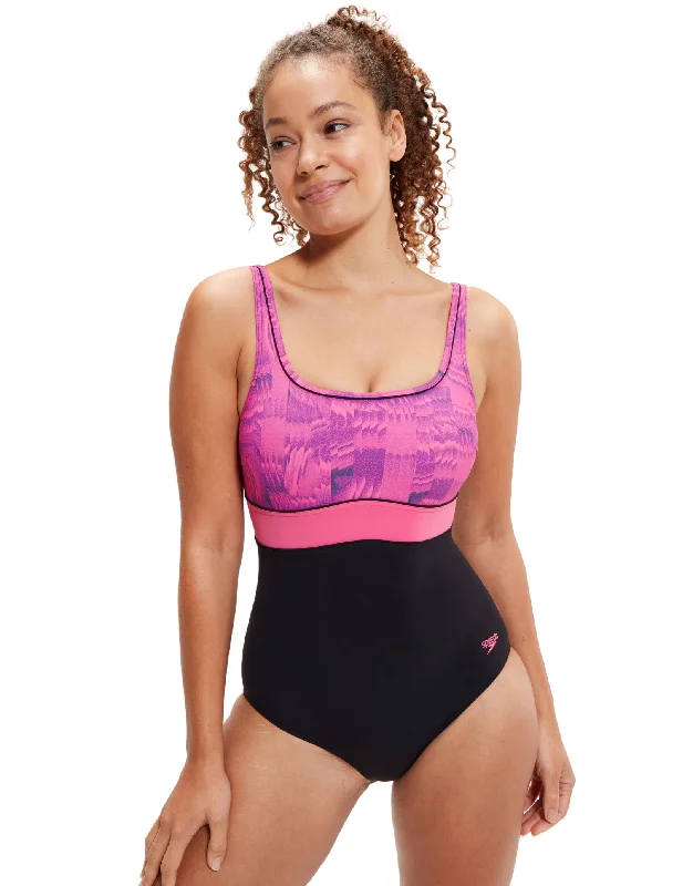 Shaping Contour Eclipse Printed Swimsuit - Black/Pink