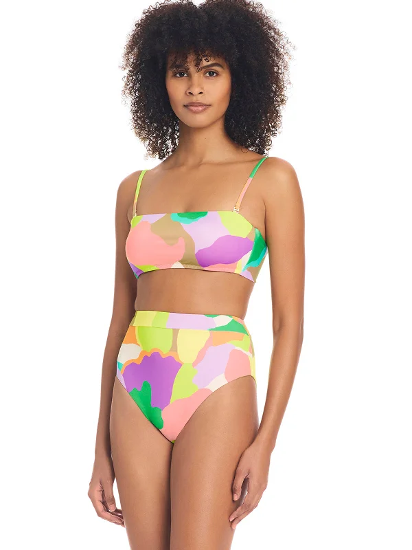 One-Piece Swimsuit for Summer -Tropical Print Swim Pants -Daytripper High Rise Bikini Bottom Multi