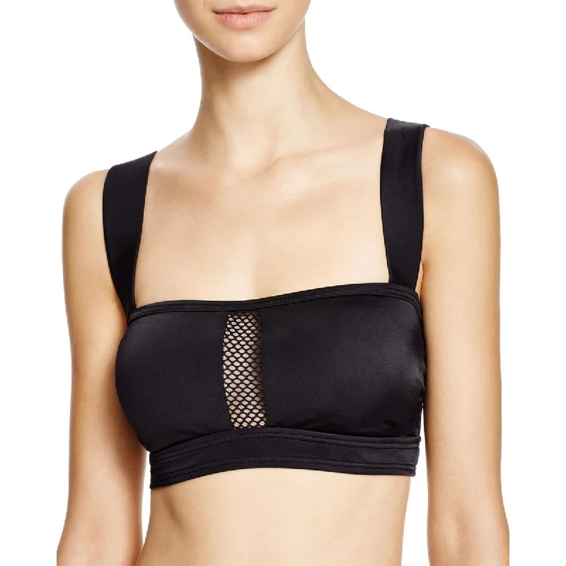 DKNY Swim Womens Mesh Splice Mesh Lined Swim Top Separates