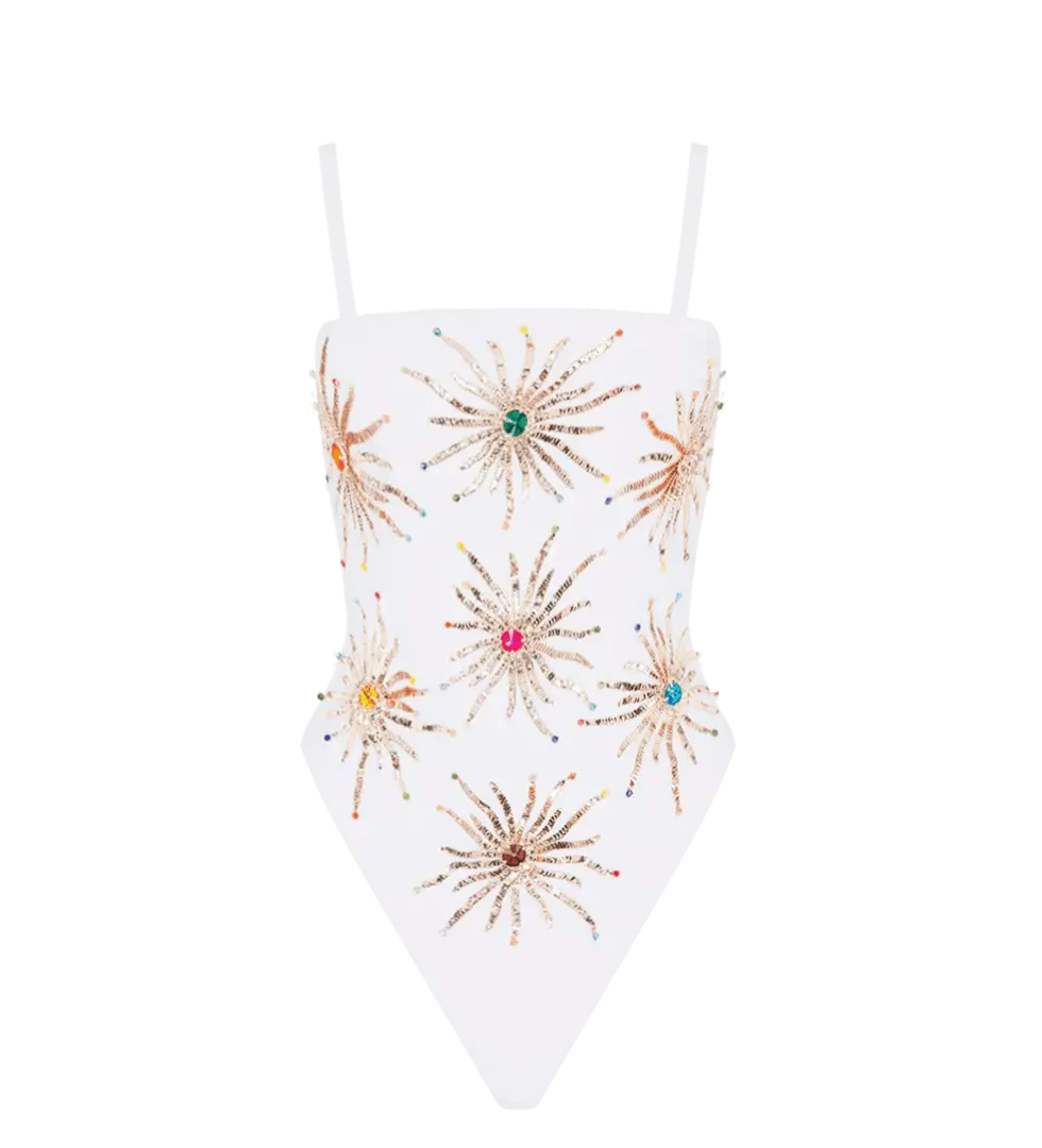 Dolly Two Strap Retro Swimsuit White