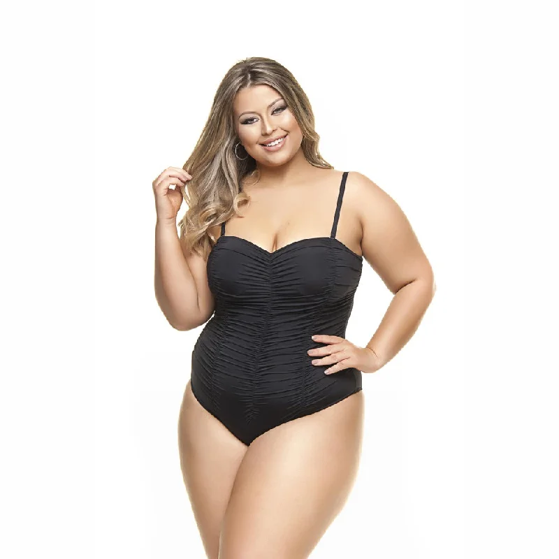 DRAPED SWIMSUIT WITH PADDED AND WIRED CUPS