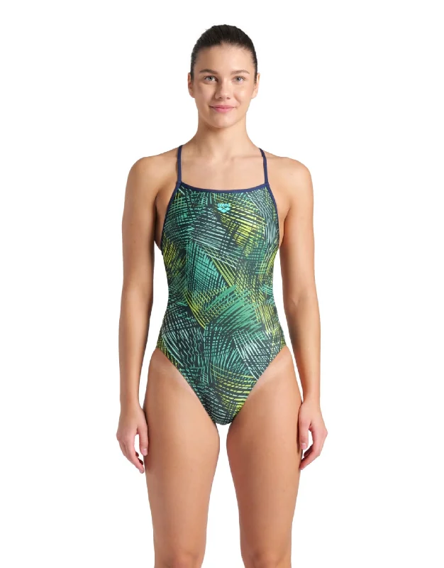 Energy Booster Back Swimsuit - Navy/Green Multi