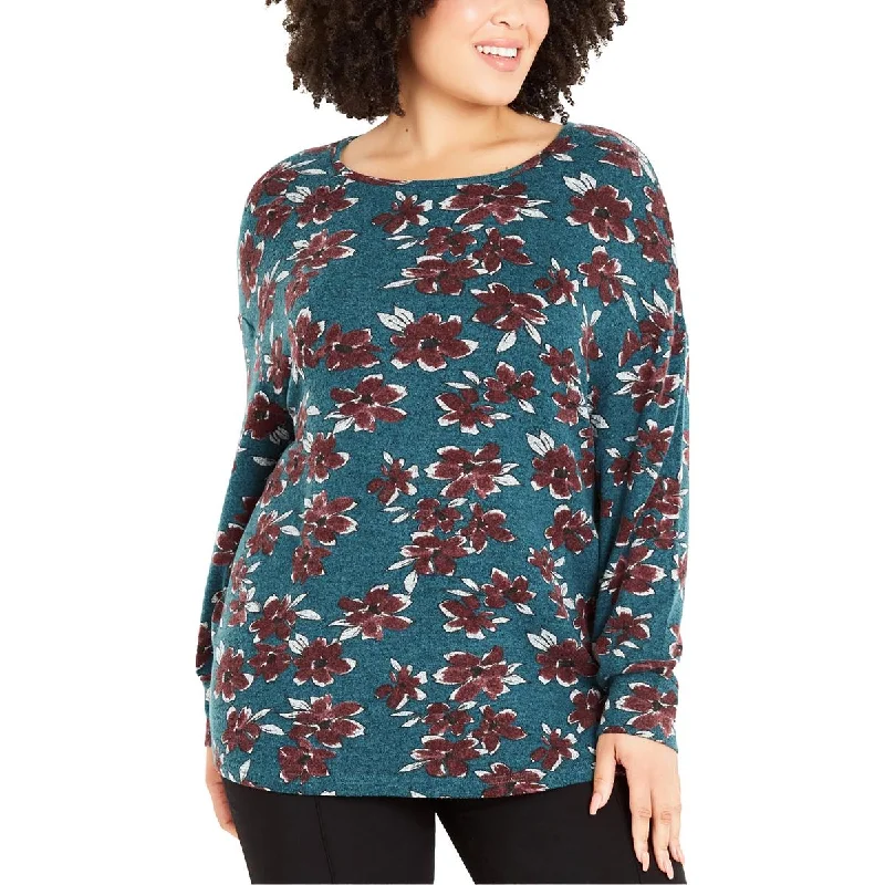 Evans Womens Plus Soft Floral Print Pullover Top