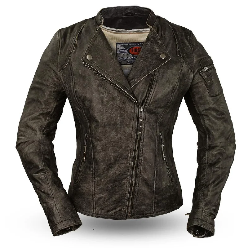 Women Jasmin Leather Jacket Distressed Buffalo Skin