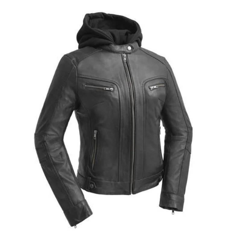 First Manufacturing April - Women's Leather Jacket, Black