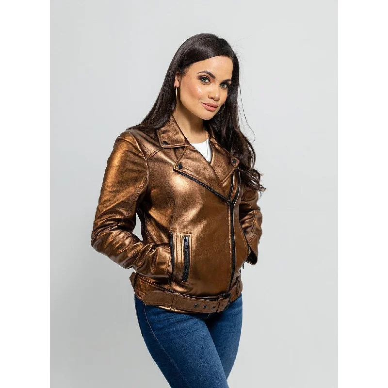 First Manufacturing Hazel - Women's Lambskin Leather Jacket, Bronze