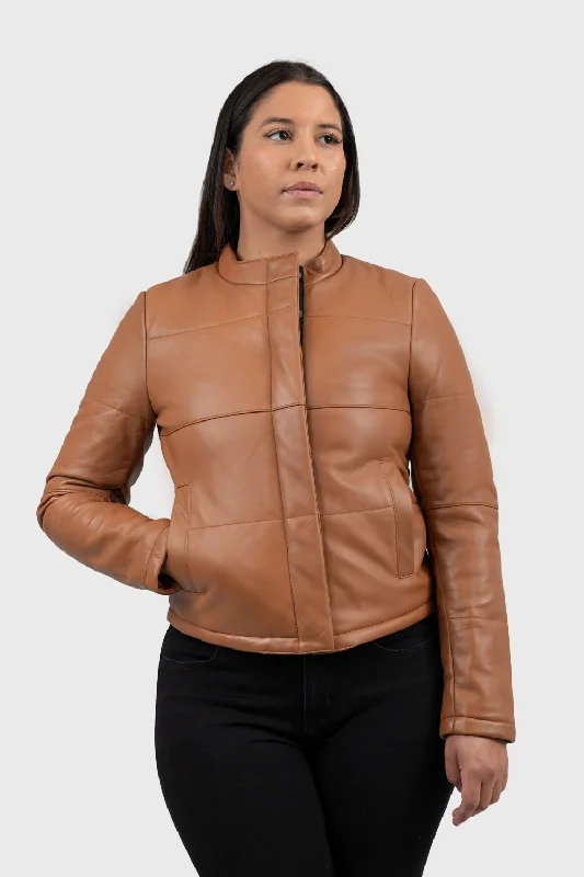 First Manufacturing Melysa - Women's Leather Jacket, Cognac