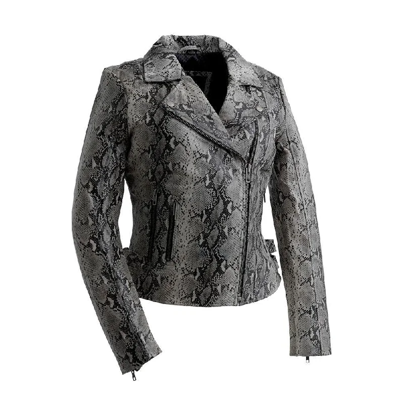 First Manufacturing Python - Women's Leather Jacket, Python Print