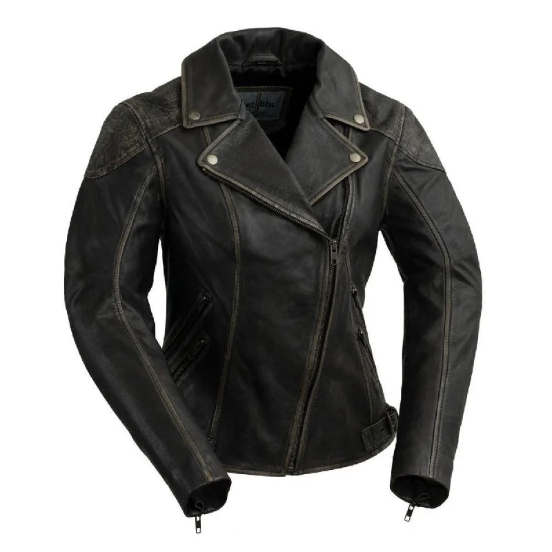 First Manufacturing Stephanie - Women's Lambskin Leather Jacket, Brown Vintage