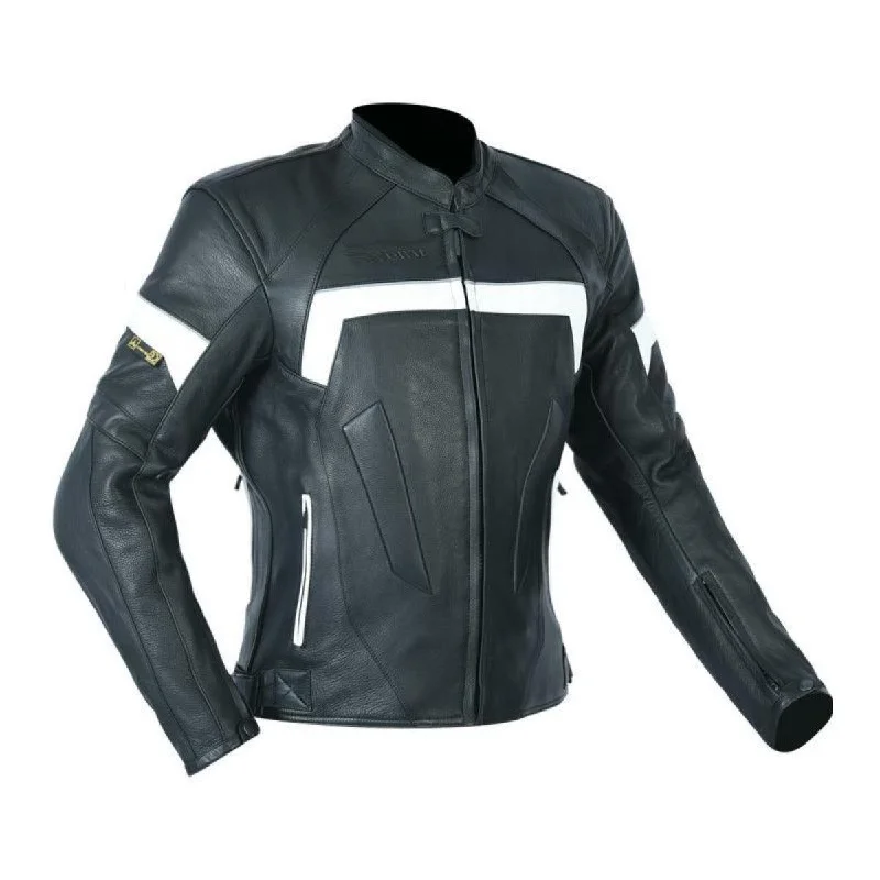 First Manufacturing Women's Leather Jacket, Black/White