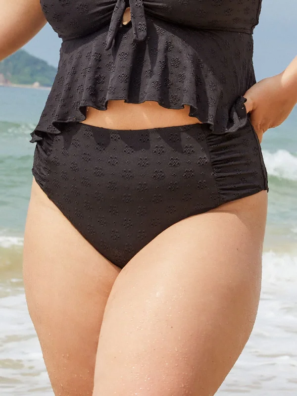 Floral Cutout Ruched Plus Size Bikini Bottom