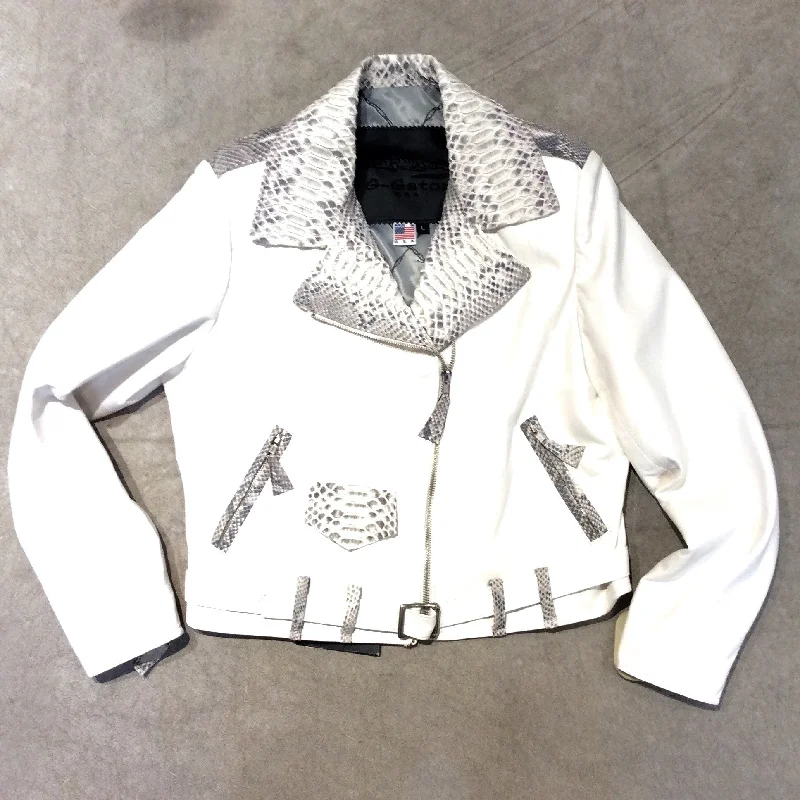 G-Gator 1033 White Python and Lambskin Biker Jacket