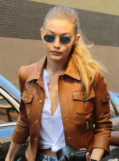 Gigi Hadid Slim Fit Leather Jacket