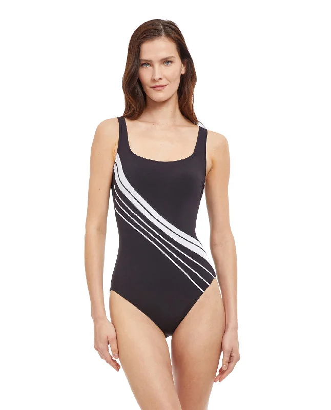 Gottex Simple Elegance Full Coverage Square Neck One Piece Swimsuit