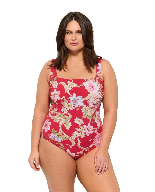 Gottex Hitachi Plus Size Square Neck One Piece Swimsuit