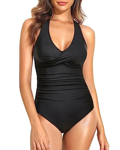 Halter V Neck One Piece Swimsuits