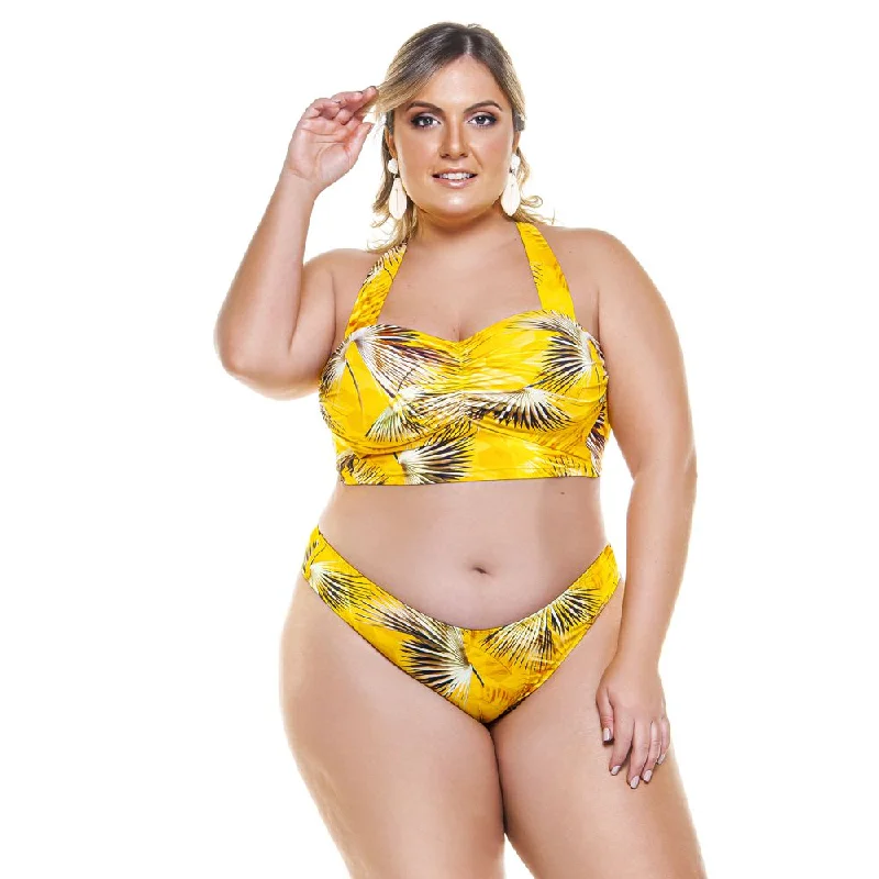 HIGH-CUT BIKINI BOTTOM IN YELLOW BURITI PRINT