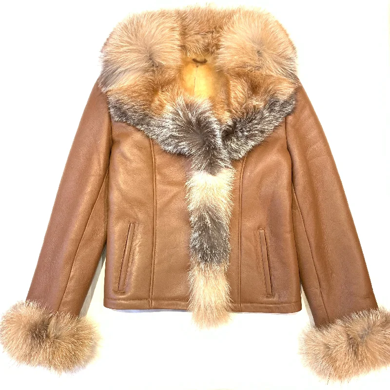 Kashani Ladies Whisky Lambskin Fox Fur Coat