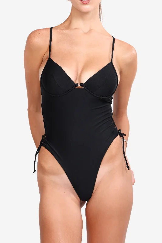 King Multi Strap One-Piece Black Swimsuit