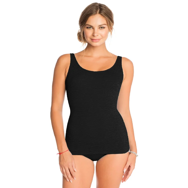 Krinkle Chlorine Resistant Swimsuits - Plus Size Swimwear - Black