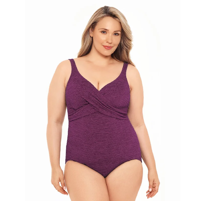 Krinkle Chlorine-Resistant Swimsuit - Twist Front - Eggplant