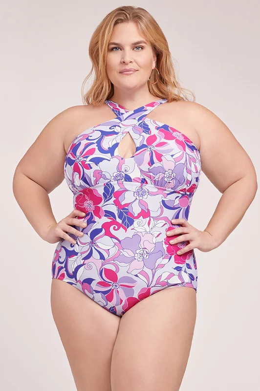 Kylie High Neck One Piece Swimsuit - Floral