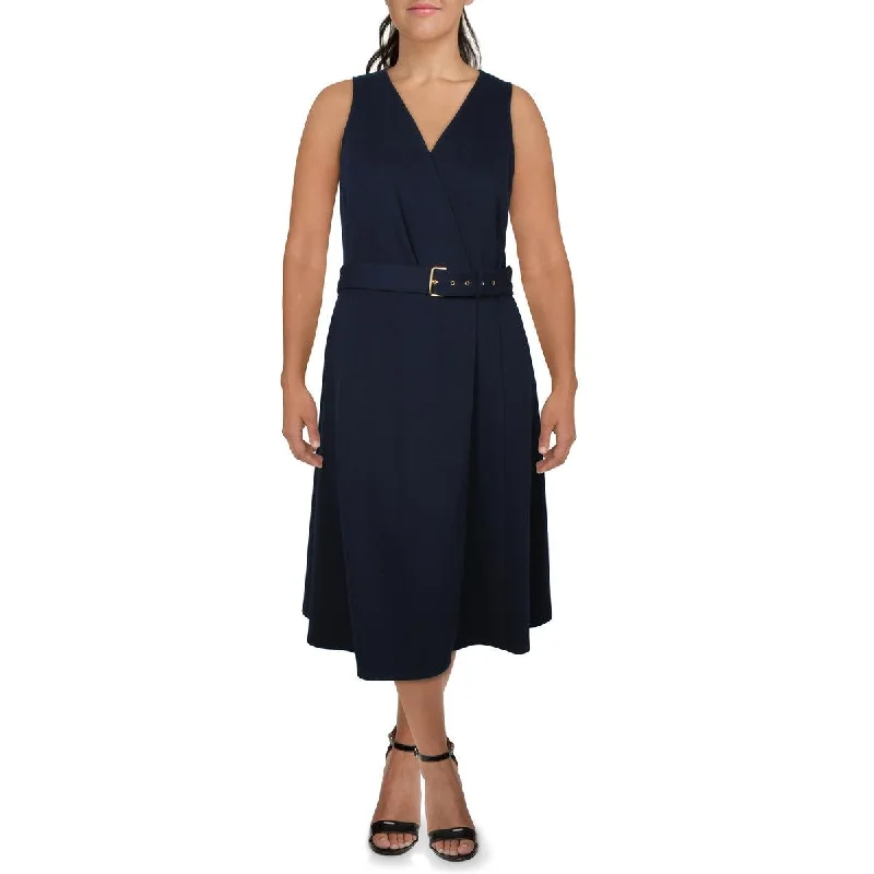 Lauren Ralph Lauren Womens Herringbone V-Neck Fit & Flare Dress