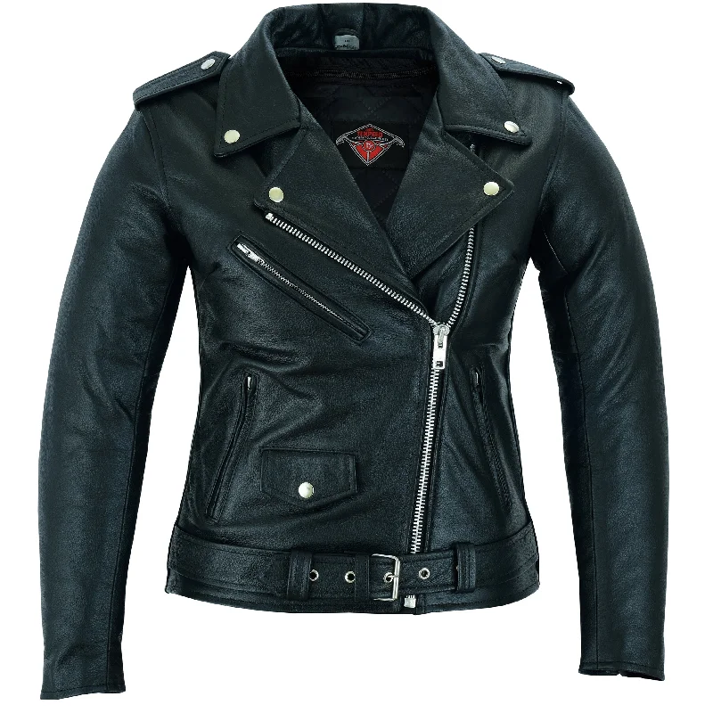 Womens Brando Black Leather Motorcycle Jacket