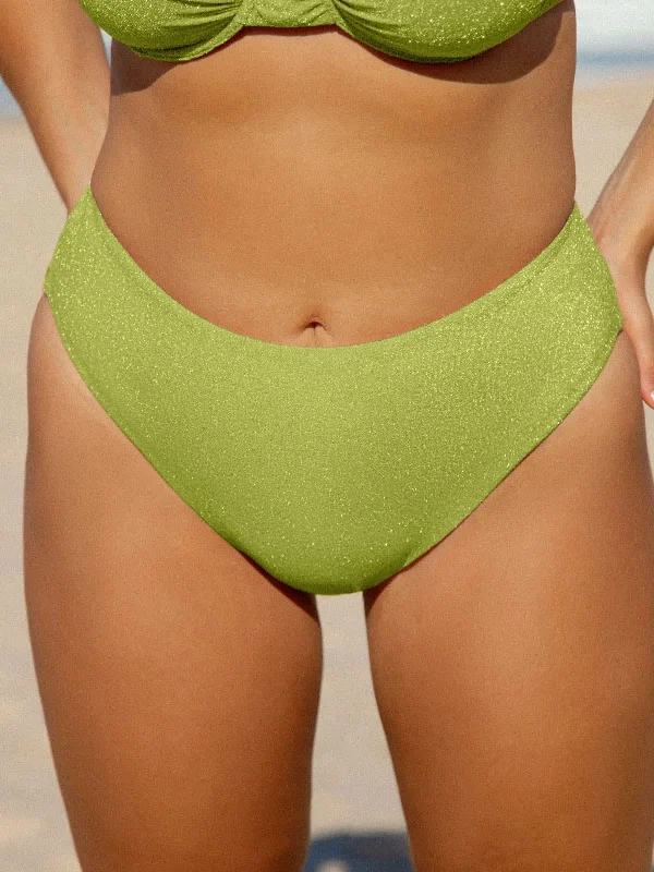 Light Green Lurex Cut Out Plus Size Bikini Bottom