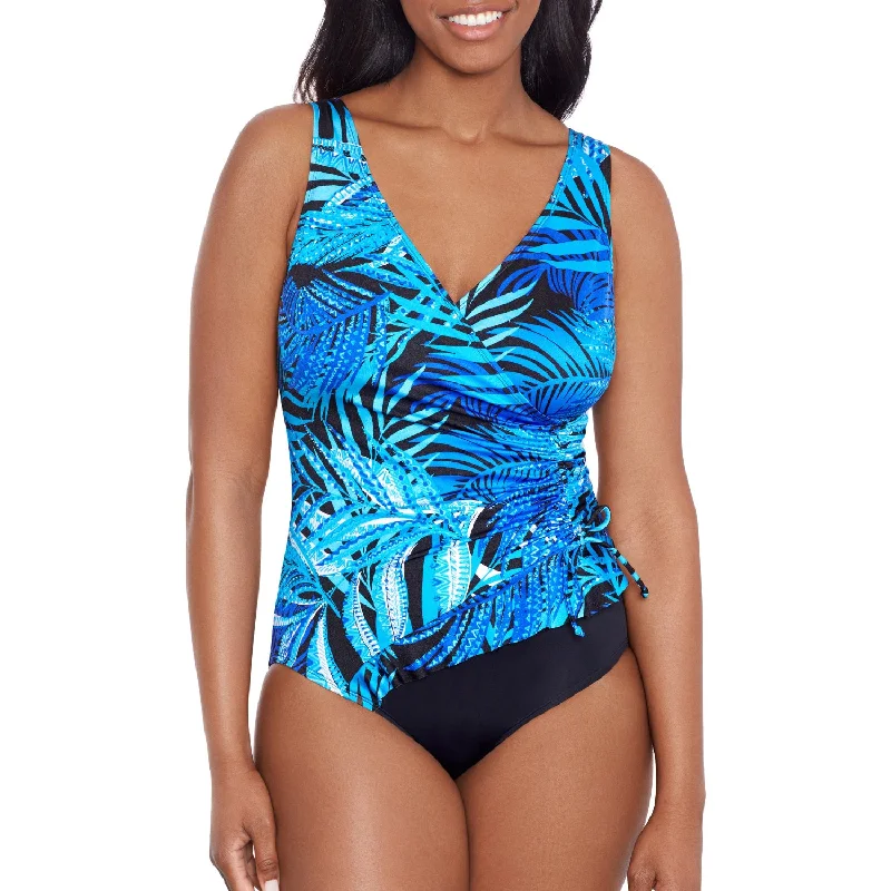 Longitude Swimsuit - Ruffle Surplice - Blue Palms