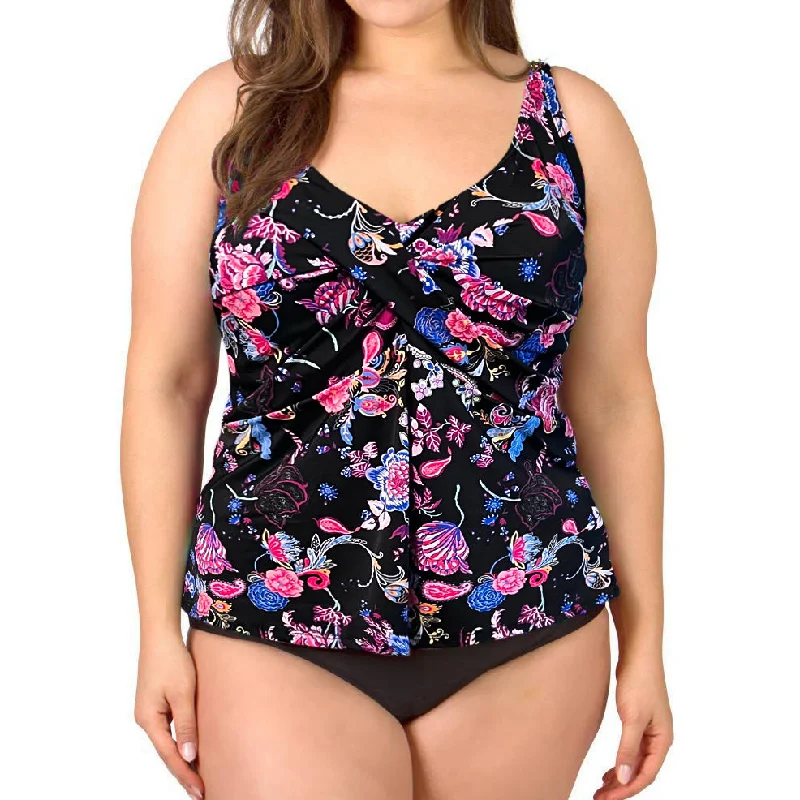 Women's Tankini Swim Top with Twist Front  - Magic Garden