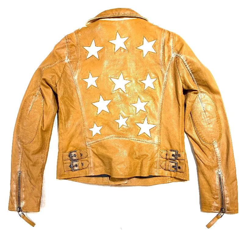 Mauritius Ladies Christy Star Detail Leather Jacket, Honey Comb