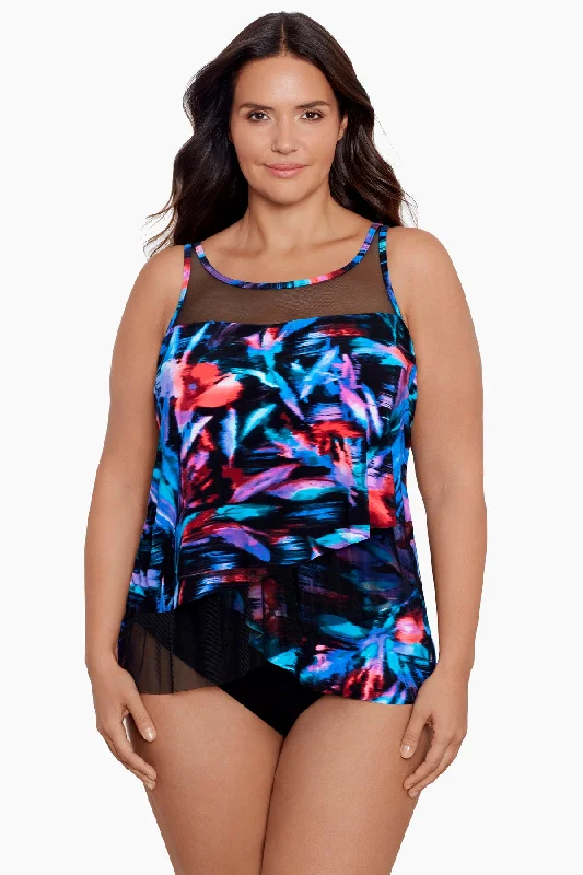 Plus Size Fuego Floral Mirage Tankini Top