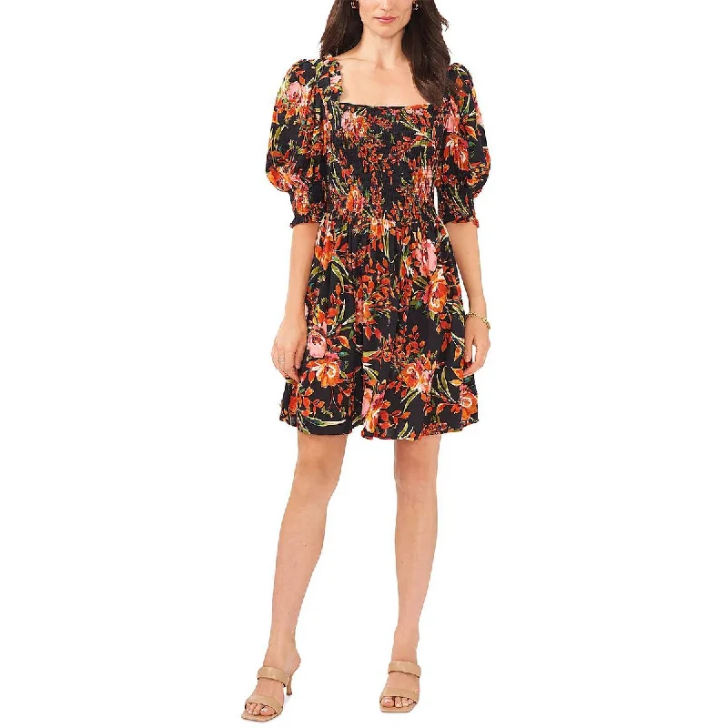 MSK Womens Floral Mini Fit & Flare Dress