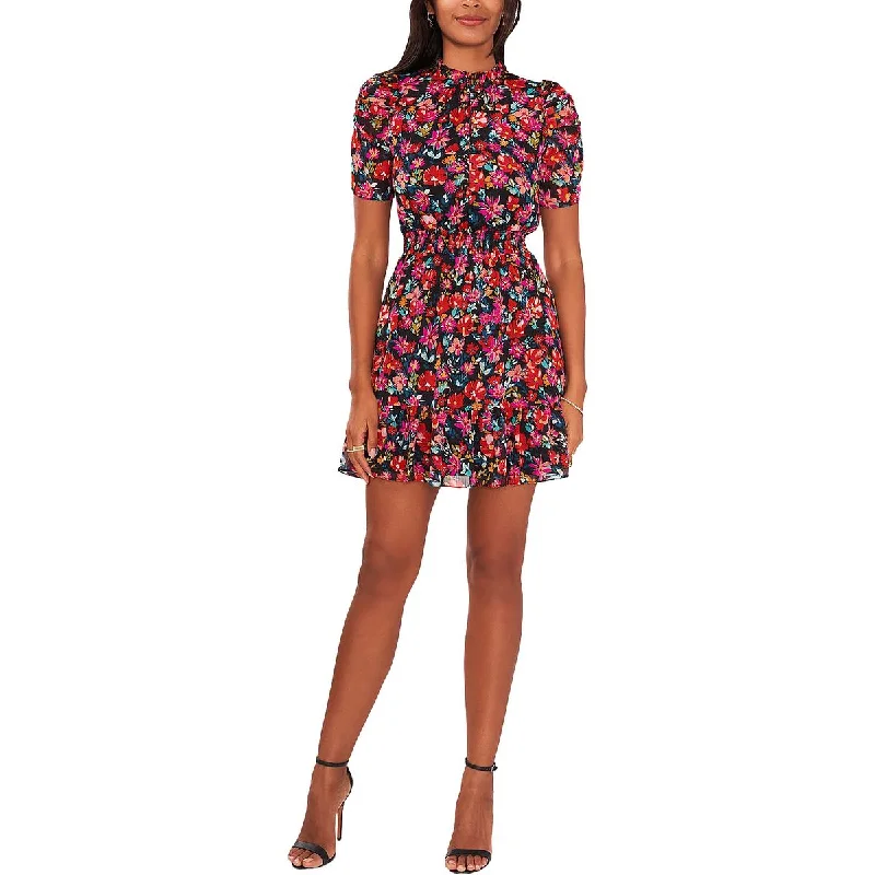 MSK Womens Petites Floral Mini Fit & Flare Dress