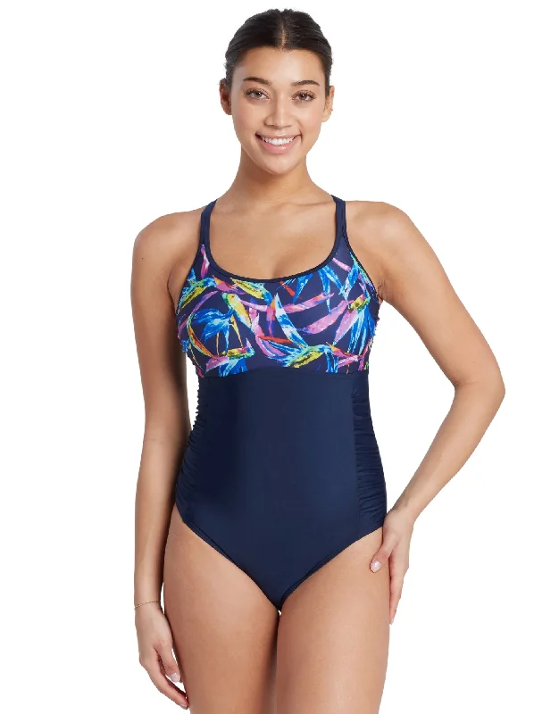 Neon Crystal Multiway Swimsuit - Navy/Pink