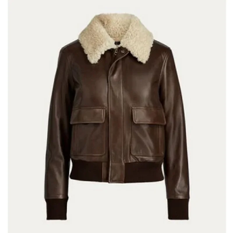 New Women Aviator lambskin  Motorbike Leather Bomber Jacket