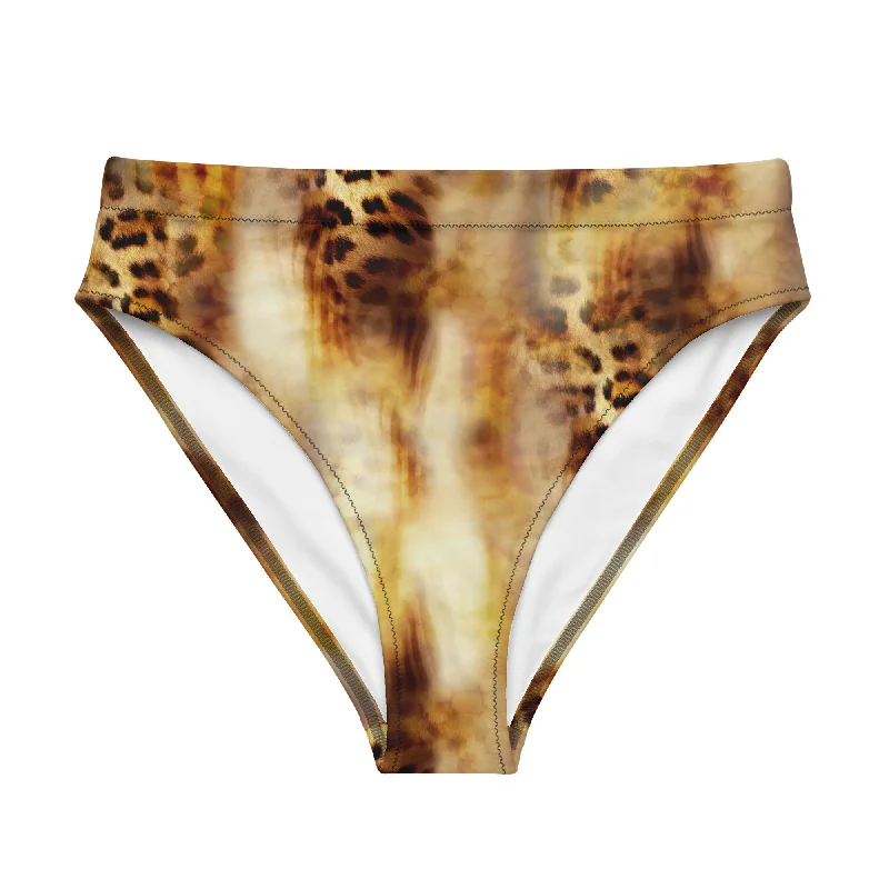 Nina Sharae Swimwear | Recycled High-Waisted Bikini Bottom | Carmel Leopard Print