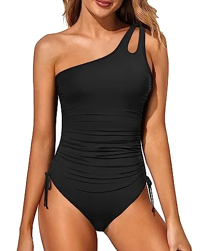 One Shoulder Full Coverage Keyhole One Piece Swimsuits