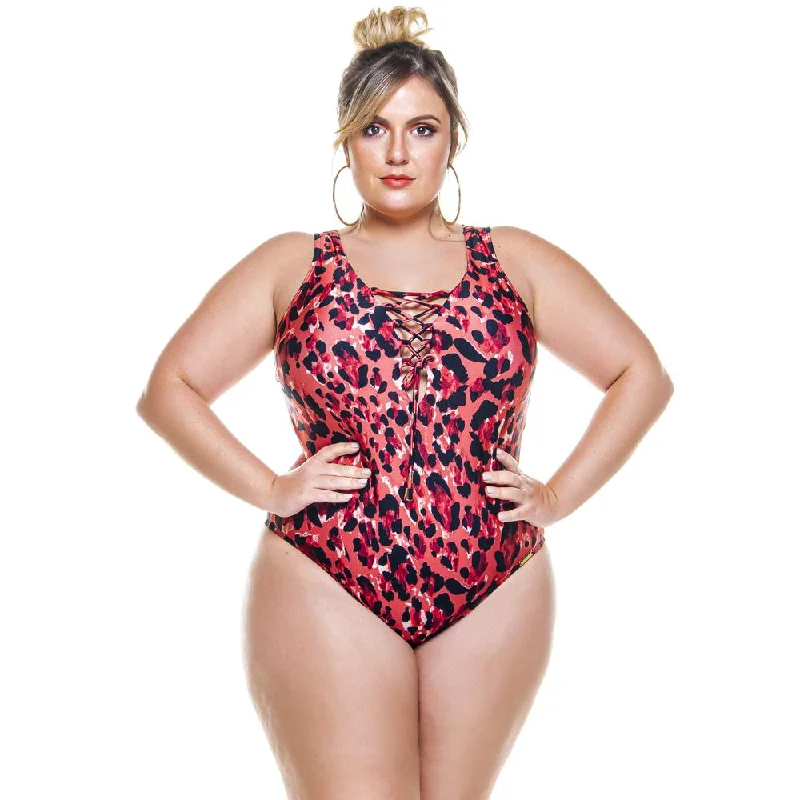 PADDED SWIMSUIT WITH CRISSCROSS IN SAVANA PRINT